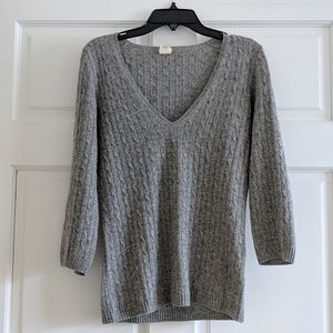 J. Crew Gray 100% Cashmere V-Neck Sweater